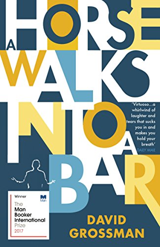Book cover with large blue, yellow, and white typography and a silhouette of someone.