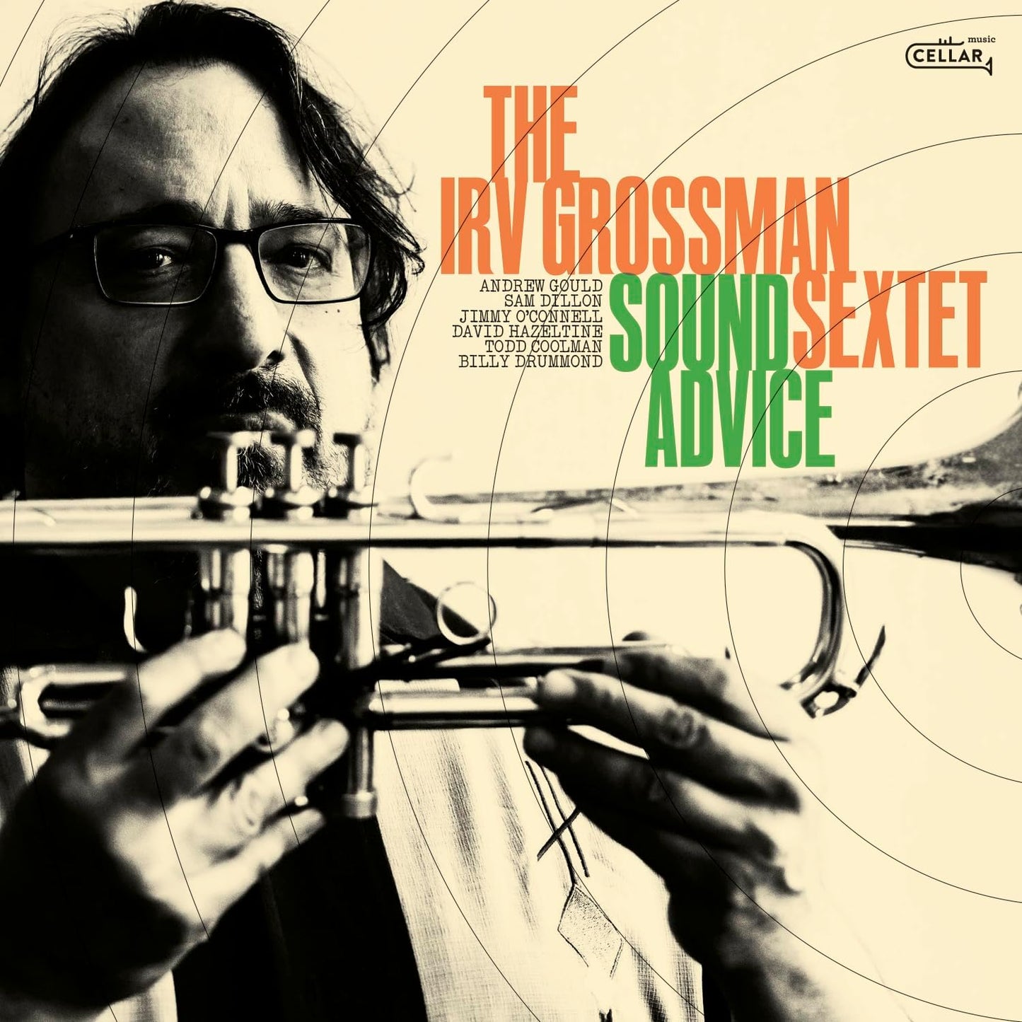 CD cover for Irv Grossman Sextet’s “Sound Advice” featuring a clarinetist.