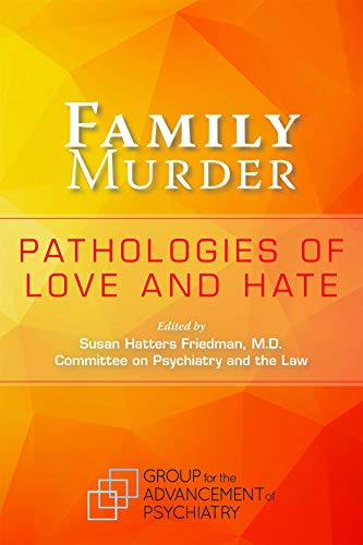 Book cover: "Family Murder" with orange and yellow geometric background.