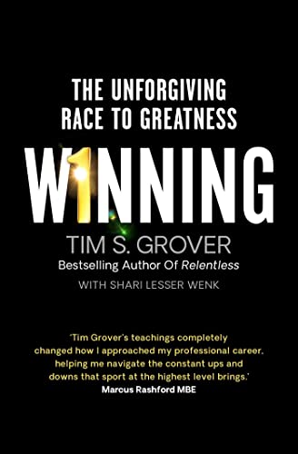 Book cover with black background, white text, and a gold number one in Winning.