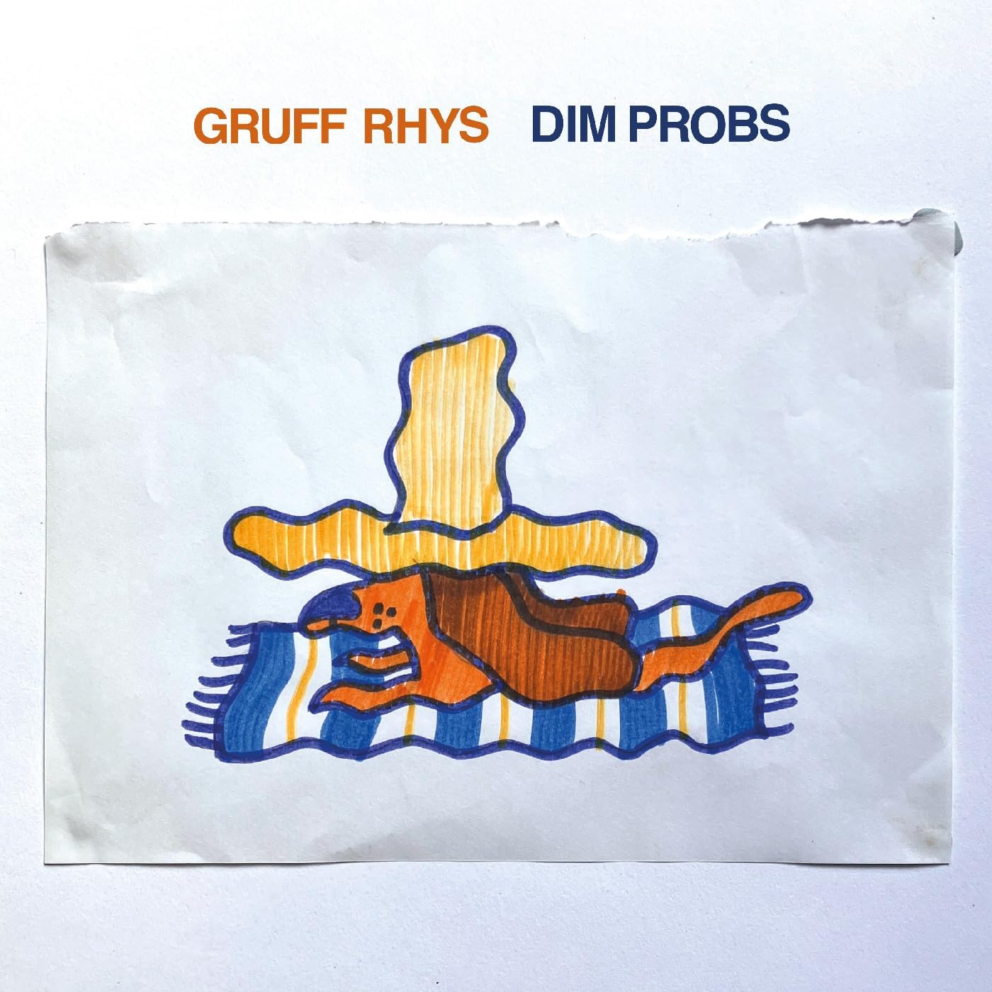 Album cover for Gruff Rhys’ “Dim Probs” featuring a hand-drawn illustration.