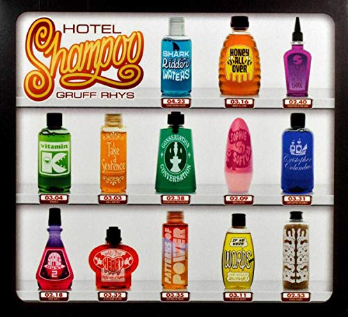 CD cover for Gruff Rhys’ “Hotel Shampoo” featuring colorful miniature bottles.