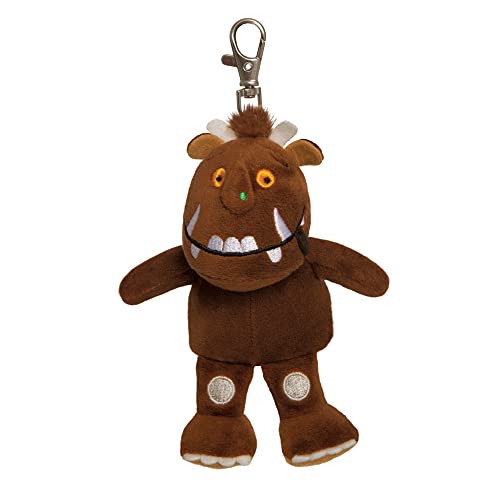 Brown plush Gruffalo keychain with orange eyes and visible teeth.