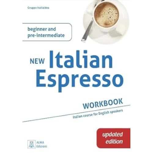 Italian language workbook with a cup of espresso on the cover.