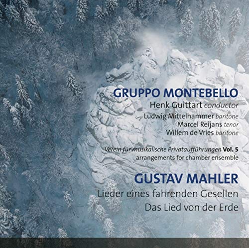 A CD cover with blue text on a snowy forest background.