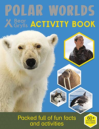 "Book cover featuring a polar bear, Bear Grylls, and arctic animals on blue background."