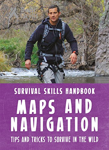 Bear Grylls survival handbook cover with man hiking near a river.