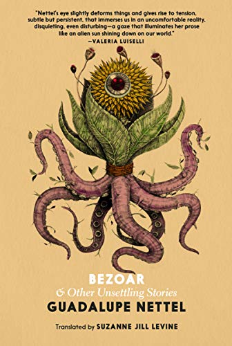 Book cover: surreal illustration of a plant with an eye, titled "Bezoar.