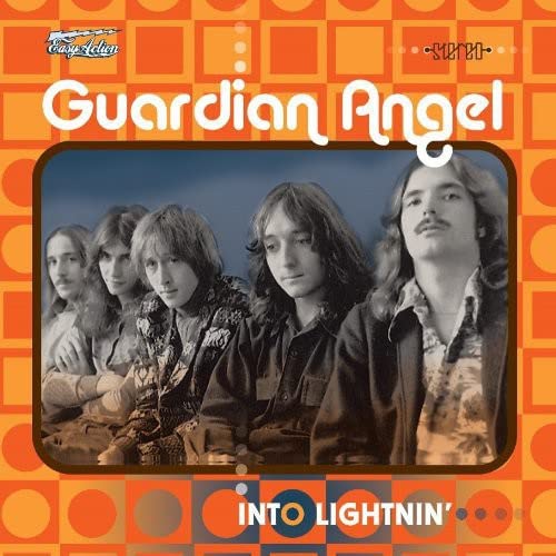 CD cover for Guardian Angel’s “Into Lightnin’” featuring a band portrait.