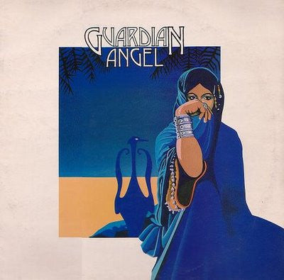 Vinyl album cover: woman in blue veil by a swan silhouette.
