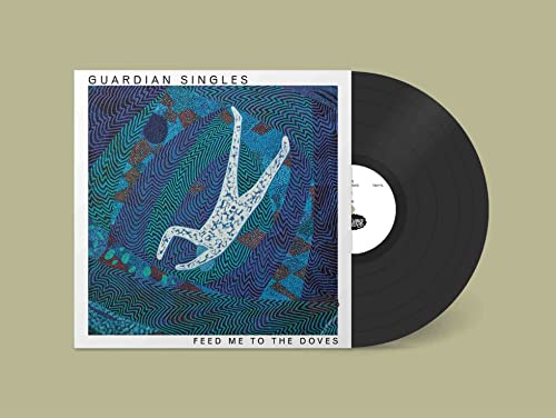 Vinyl record and cover art featuring a white silhouette against a blue patterned background.