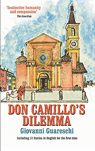 Book cover: Italian church with a red devil figure, title “Don Camillo’s Dilemma”.