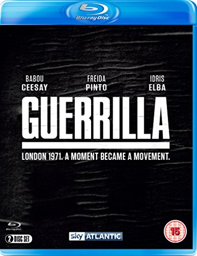 Blu-ray case for "Guerrilla" with black background, white text, and blue border.