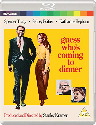 Blu-ray cover for Guess Who's Coming to Dinner featuring Sidney Poitier and Katharine Houghton.