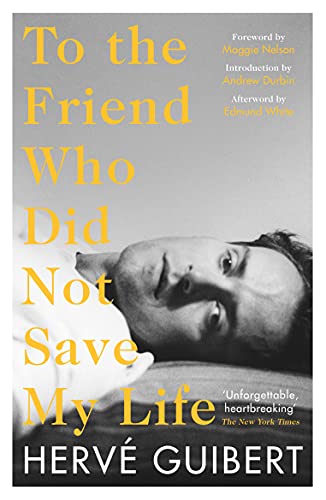 Book cover: a man lying down with bold yellow title text.