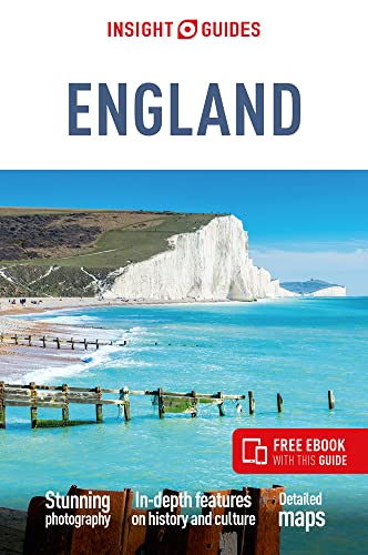 Insight Guides England travel book cover featuring the white cliffs of Dover and sea.