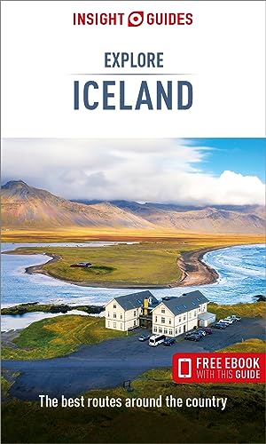 Insight Guides Explore Iceland travel book cover featuring a coastal landscape and hotel building.