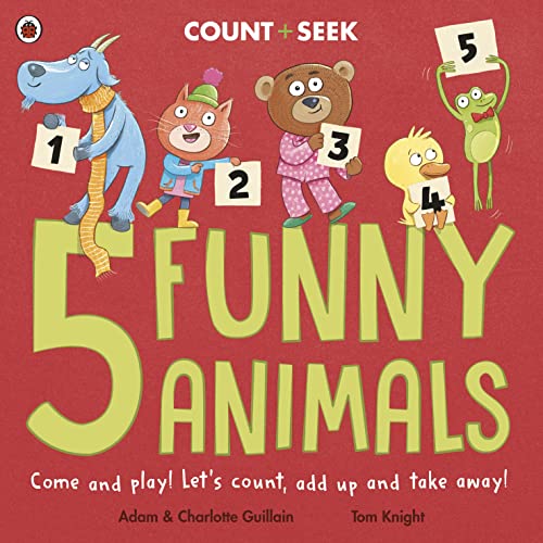 Book cover with colorful illustrations of five animals holding number cards.