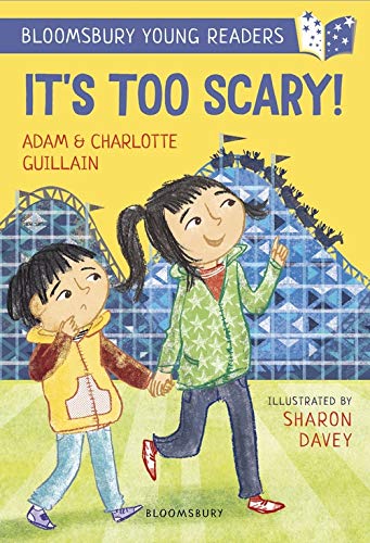 Book cover: two children walking towards a colorful rollercoaster.
