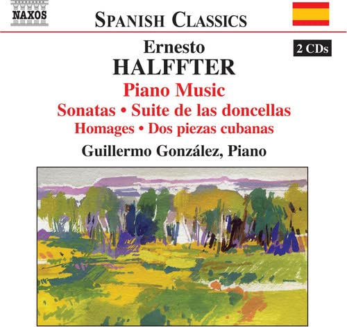 CD cover for Halffter’s piano music by Guillermo González, with landscape art.