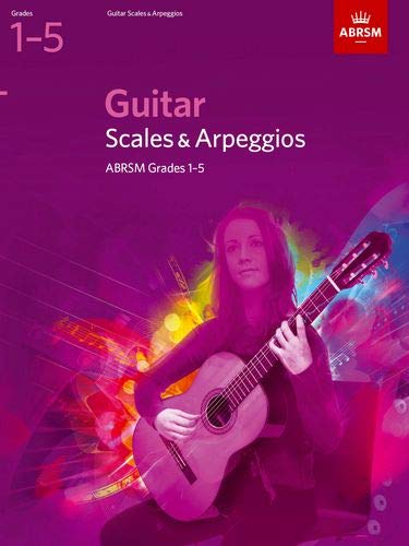 Purple book cover with a guitarist and “Guitar Scales & Arpeggios.”