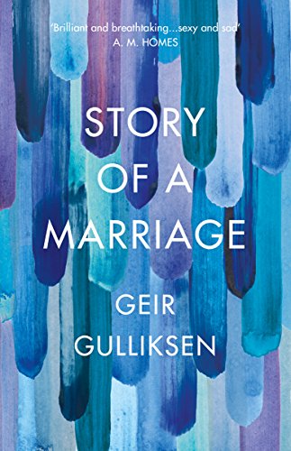 Book cover: "Story of a Marriage" with abstract blue and purple paint strokes.