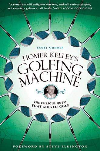 Book cover: "Homer Kelley's Golfing Machine" with golf clubs and a portrait.