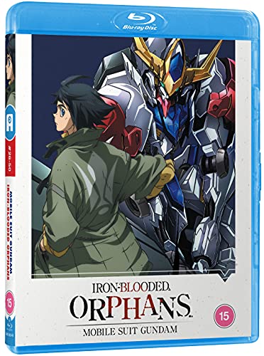 Blu-ray cover for "Gundam Iron-Blooded Orphans Part 2" featuring a robot and boy.