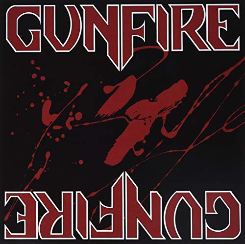 Black vinyl record cover with red “GUNFIRE” text and splatter graphic.