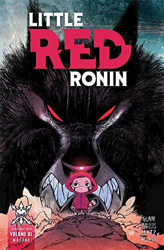 Comic book cover: Little Red Ronin faces a large, snarling wolf.