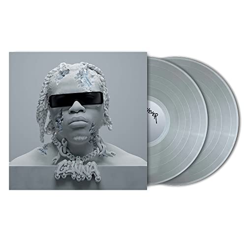 Gunna album cover and two gray vinyl records on white background.