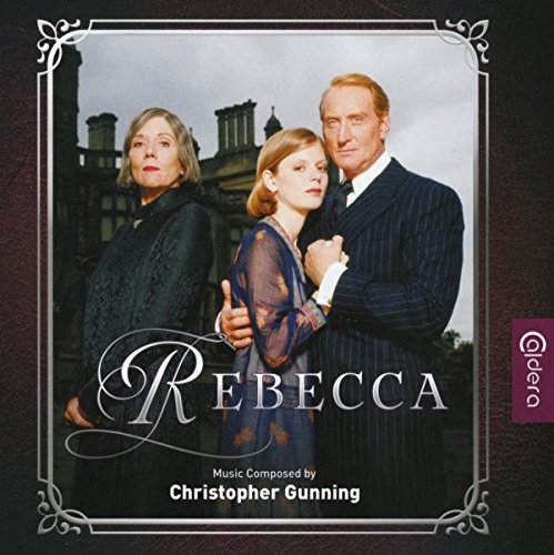 CD cover for "Rebecca" TV soundtrack featuring three actors and a mansion.
