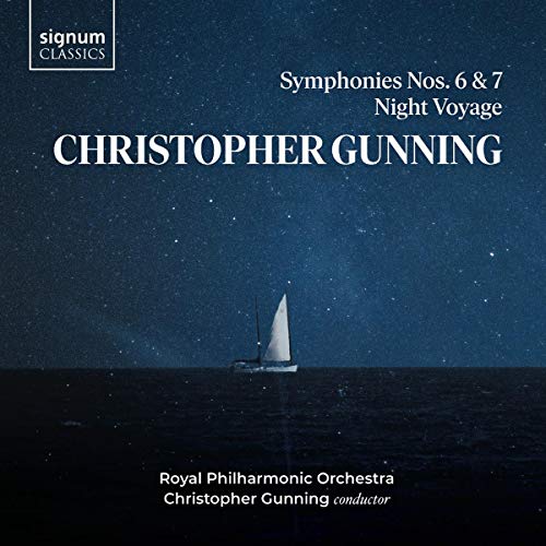 CD cover for Christopher Gunning’s Symphonies 6 & 7, with a sailboat.