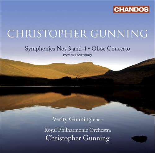 CD cover for Christopher Gunning symphonies and oboe concerto, landscape scene.