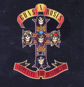 Guns N' Roses album cover: a cross with five skull illustrations.