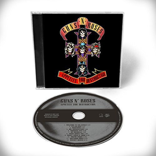 Guns N' Roses “Appetite For Destruction” CD with skull-crossbones cover art.