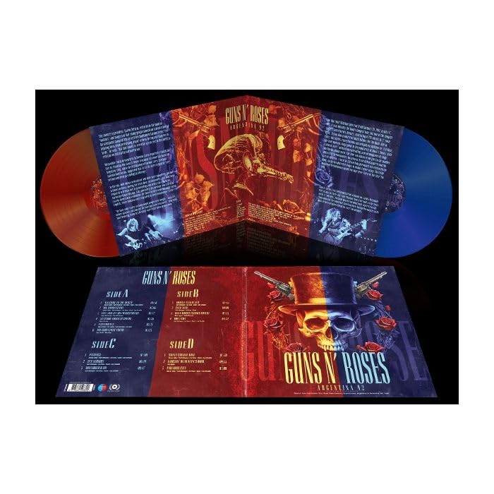 Guns N' Roses Argentina 1992 coloured vinyl record, open gatefold view.