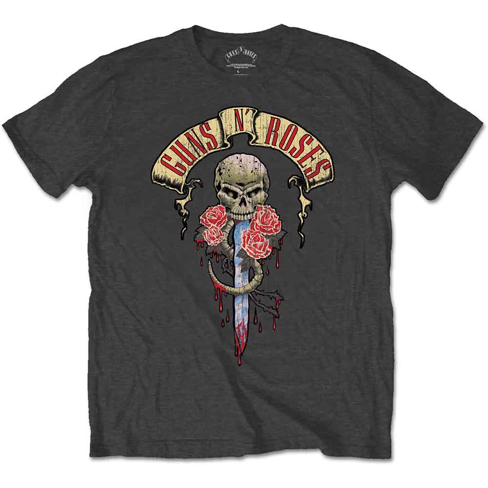 Black Guns N' Roses t-shirt, large size, with a dripping dagger graphic.