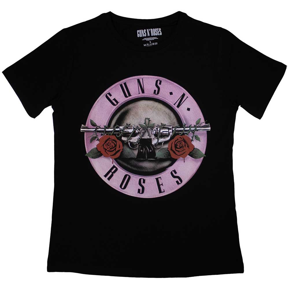 Ladies' X-Large black t-shirt with classic Guns N' Roses logo print.