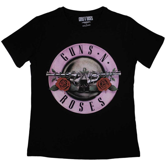 Ladies' X-Large black t-shirt with classic Guns N' Roses logo print.