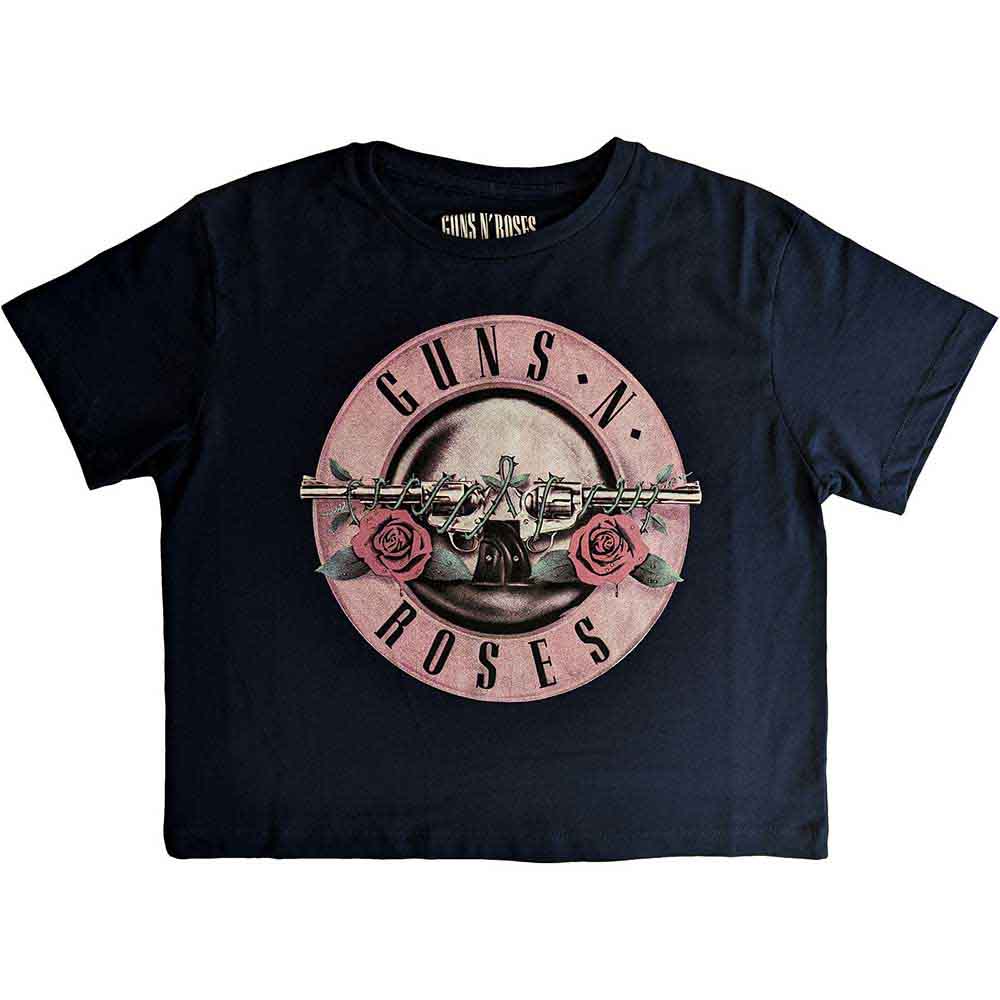 Ladies' small black crop top featuring the classic Guns N' Roses logo.