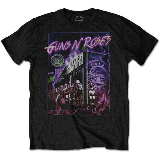 Black t-shirt with a colorful Guns N' Roses graphic print.