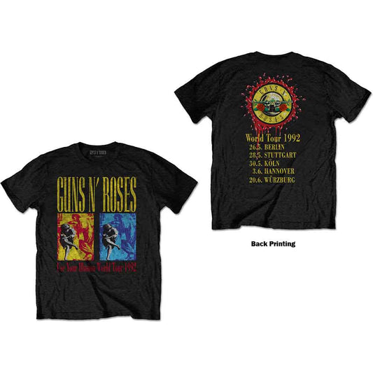 Black Guns N' Roses t-shirt with “Use Your Illusion” tour graphic.
