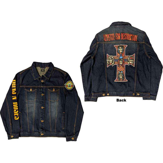 Denim jacket with large Guns N' Roses "Appetite For Destruction" back print.