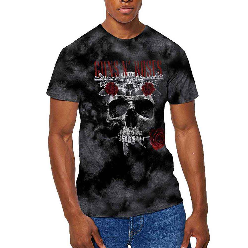 Guns N' Roses t-shirt, large, with dip-dye effect and flower skull graphic.