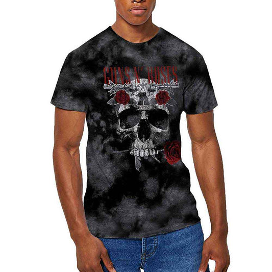 Guns N' Roses t-shirt, large, with dip-dye effect and flower skull graphic.