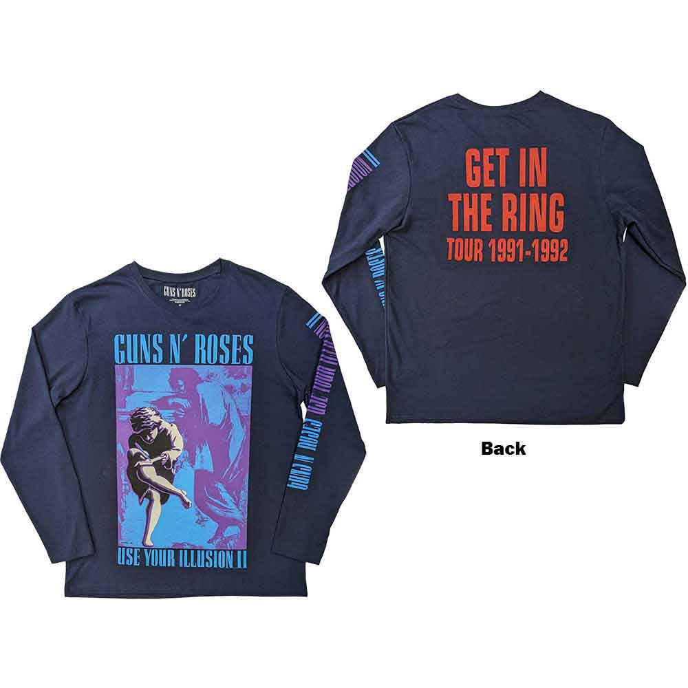 Black long sleeve t-shirt with Guns N' Roses tour artwork, size medium.