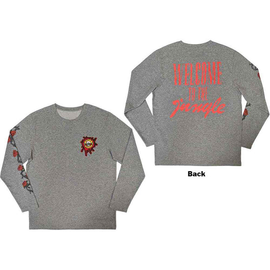 Long sleeve black t-shirt with Guns N' Roses splatter graphic on back & sleeves.