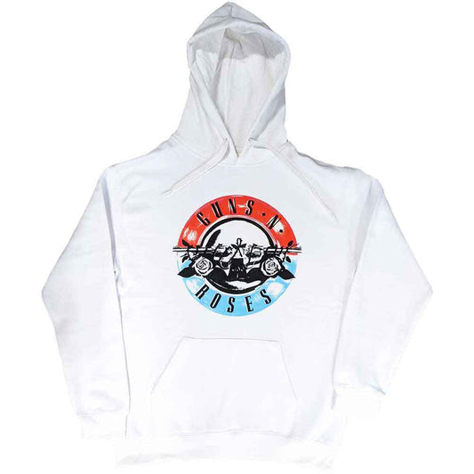 Guns N' Roses motocross logo hoodie, unisex, size X-Large, dark background.