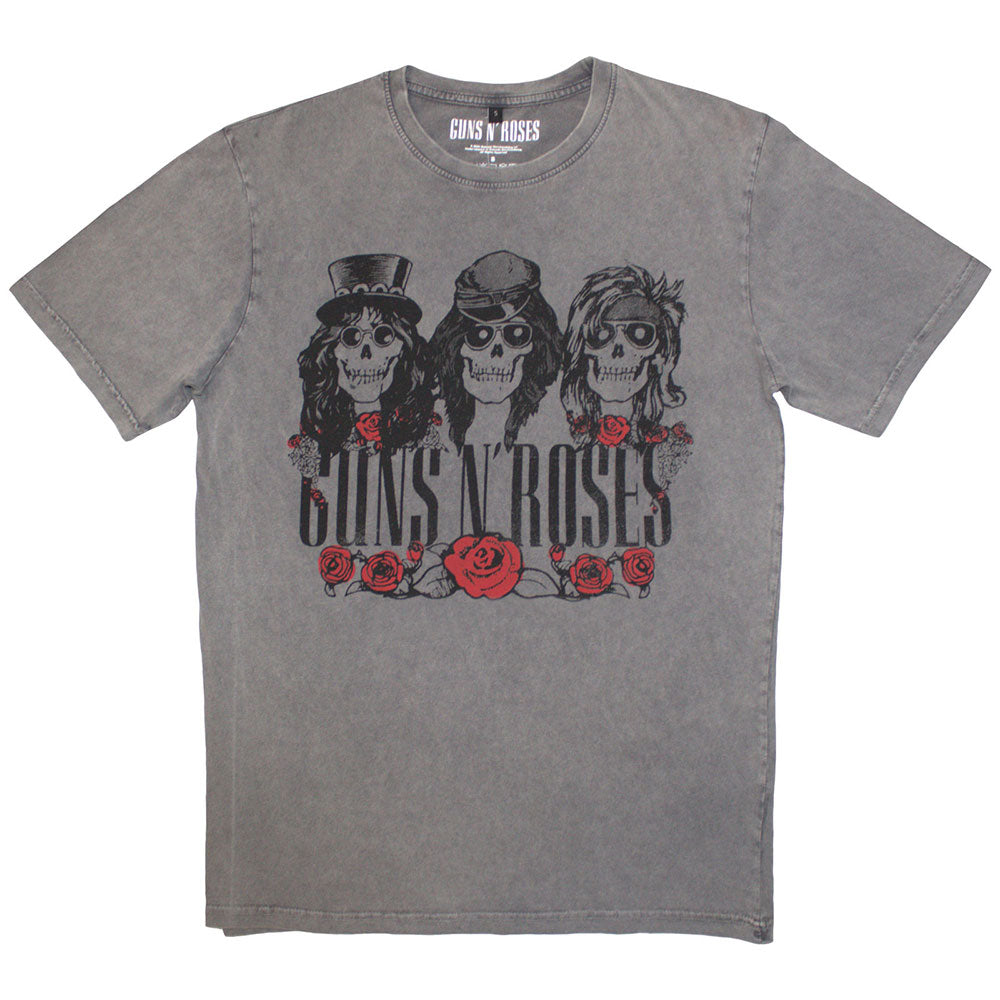 Washed medium gray t-shirt featuring a Guns N' Roses "Hell Group" design.